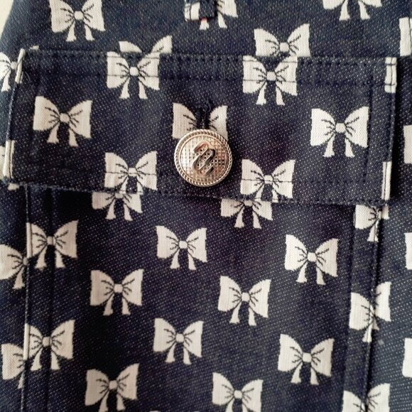 NWT Maje Ionala navy blue and white bow pattern jacquard shorts, XS - Picture 14 of 16